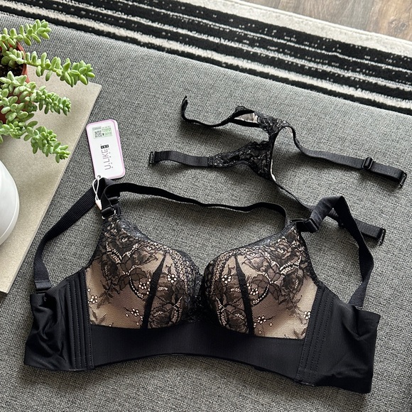 NWT U.LIKE Luxurious Black Lace Padded Bra